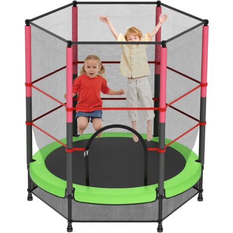 Trampoline Extérieur Enfant Coussins de Sécurité, Échelle, Poteau Droit de 140 cm de Haut, Cadre en Acier