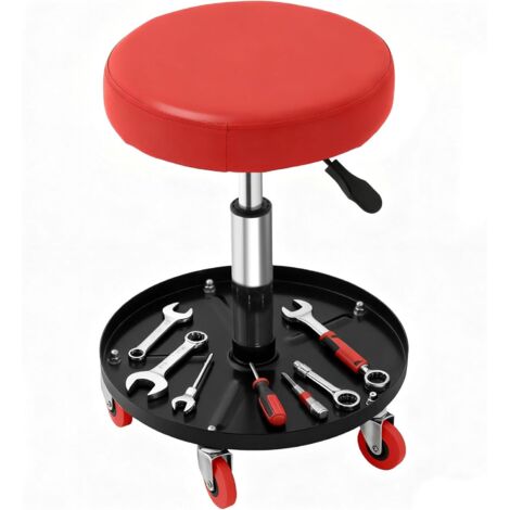 Tabouret d'Atelier Mobile Charge, Tabouret de Mécanicien à Roulettes Lisses Siège d'Atelier Hauteur Réglable avec Plateau à Outils Cadre Robuste Assis our Entretien Réparation Automobile Garage (1/5)