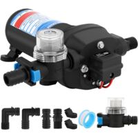 Pompe à Eau Camping Car 12V Haute Pression, Water Diaphragm Pump 45 PSI avec Interrupteur de Pression, Pompe à eau Automatique 17 L/min pour Irrigation de Jardin, Caravane, Bateau