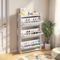 Chingnimon Weißer 70×24×120 cm Schuhschrank, 6 Klappfächer, platzsparender Stauraum, MDF und Spanplatten
