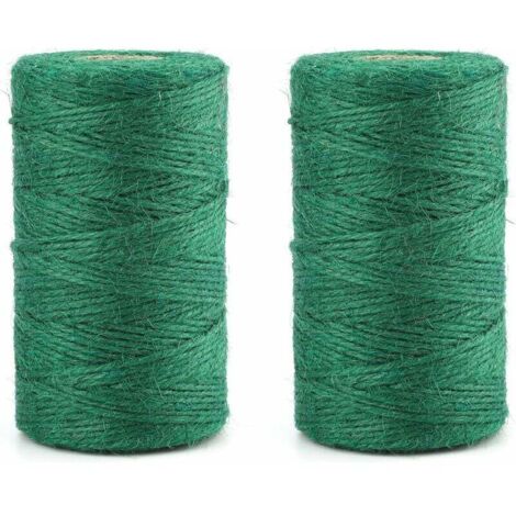 Lot de 2 ficelles de jute biodégradables 100 m – Épaisseur 2 mm – Pour soutenir plantes de vigne et légumes – Couleur verte (1/4)
