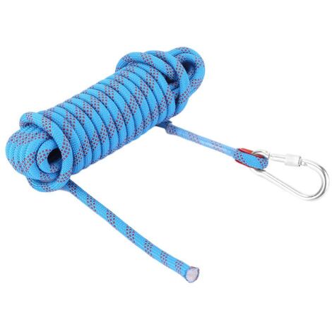 Aougo – Corde escalade 12mm – Longueur 20m – Fibre de polyester anti-abrasion – Résistance jusqu'à 2100kg – Boucle cousue et mousqueton inclus