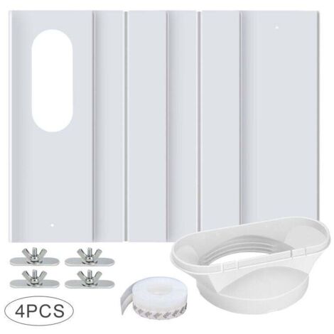 Kit de 4 plaques réglables pour climatiseur mobile – Longueur ajustable 43-140 cm – PVC durable – Installation facile sur fenêtres coulissantes