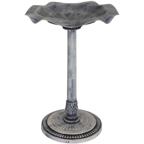 Abreuvoir pour oiseaux en plastique couleur pierre – Sur pied – Diamètre 50 cm – Hauteur 72 cm – Poids 1,9 kg – Pour espaces extérieurs (1/4)