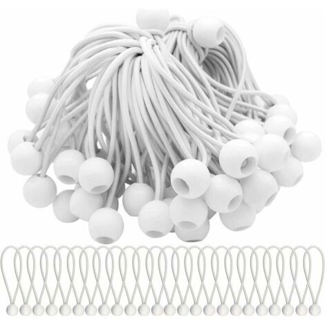 Qiyao – Lot de 40 tendeurs élastiques avec boules – Câble 150 mm extensible jusqu'à 300 mm – Caoutchouc durable pour bâches et bannières (1/5)