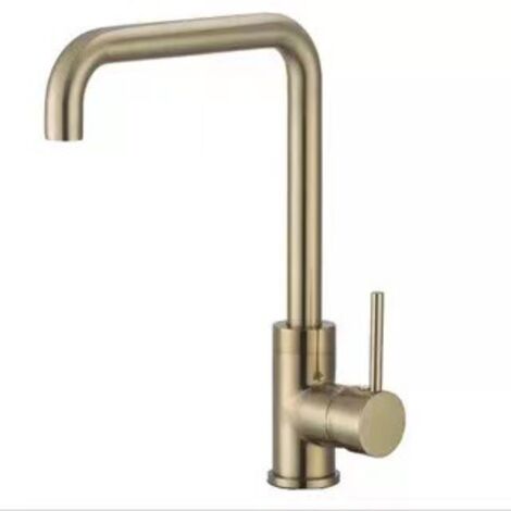 Mitigeur de cuisine Robinet Cuisine Doré Brossé 7-Forme, Mitigeur Évier Rotatif à 360° avec Aérateur Démontable, Robinet d'évier en Acier Inoxydable SUS304 (1/5)