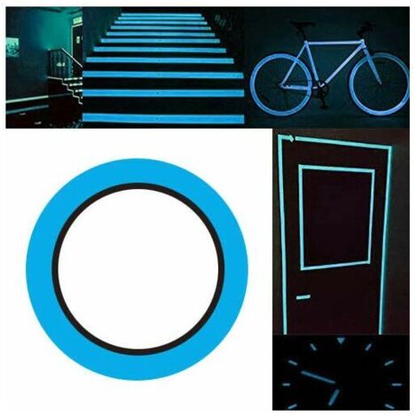Lot de 1 -Bande phosphorescente autocollants autolumineux - Bande phosphorescente complète escalier autocollants fluorescents absorbants stockage lumière scène bandes phosphorescentes -Bleu Ciel (1/5)