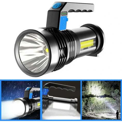 P500 Double Lumière 500m Longue Portée Lampe de Poche Puissante avec COB Sidelight USB Rechargeable Puissant Projecteur de Poche LED Projecteur (1/5)
