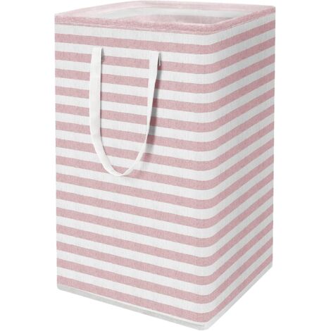 Panier à linge, grand panier à linge pliable de 75 L avec poignées, panier à linge autoportant résistant à l'eau, panier de rangement, sacs de rangement pour vêtements et jouets, 24,4" (H), rose (1/5)