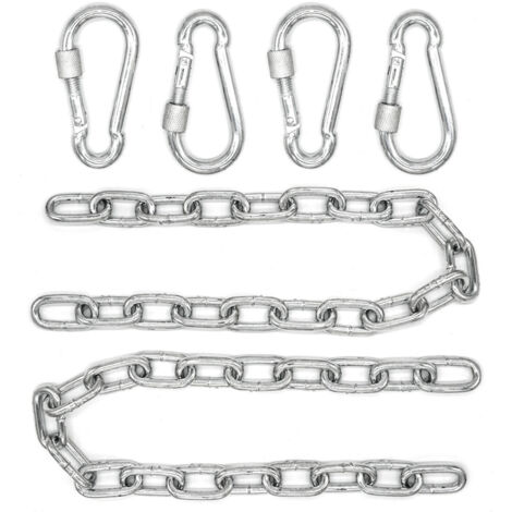 2x50cm Chaîne de Chaise Suspendue 230kg 4 Mousquetons Balançoire Hamac