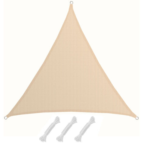 Voile d'ombrage Atacama crème triangulaire L 5x5x5m PE-HD (1/6)