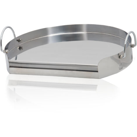 Plaque de grill en acier inoxydable 45,5 x 34 cm – Gouttière pour résidus – Compatible grils à billes – Pour cuisson de viandes et légumes