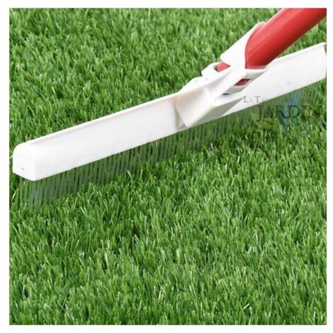 Brosse pour peigner pelouse artificielle et tapis – Tête 30,5 cm en PVC – Manche 129,5 cm pour nettoyage sans effort