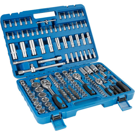 Boîte à Outils avec 171 Pièces (Douilles + Cliquet) - bleu