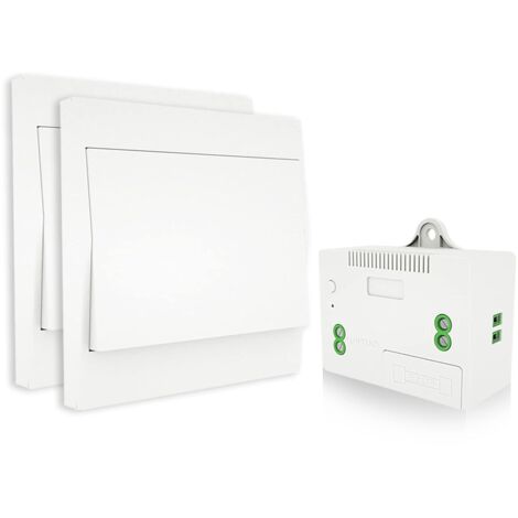 Kit d'interrupteur d'éclairage radio, pas de câblage, pas de batterie, installation facile, télécommande extérieure jusqu'à 200 m (2 interrupteurs RF et 1 récepteur)