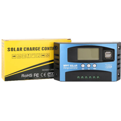 Contrôleur de charge solaire 100 A, régulateur de panneau solaire USB 12 V 24 V, régulateur de batterie intelligent avec écran LCD (100 A) - RWRégulateur solaire et éolien (1/5)