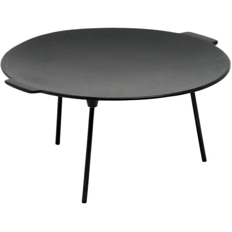 Plaque à griller en fonte Ø 45 cm – 3 pieds métal – Compatible feu de camp et gril à boules – Prête à l'emploi