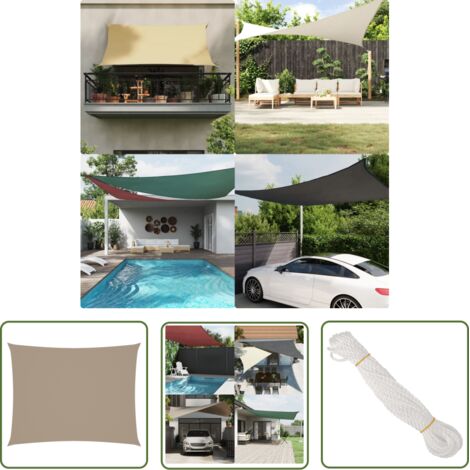 The Living Store Voile de parasol Tissu Oxford rectangulaire 2x3,5 m Taupe - Parapluie - Voile Solaire - Parasol Rectangle - Parasol Extérieur - Protection UV (1/7)