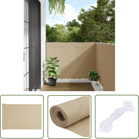 The Living Store Écran de balcon Beige 120x300 cm Tissu Oxford - Écran De Balcon - Intimité Balcon - Parasol Balcon - Voile D'ombrage - Protection Solaire (1/5)