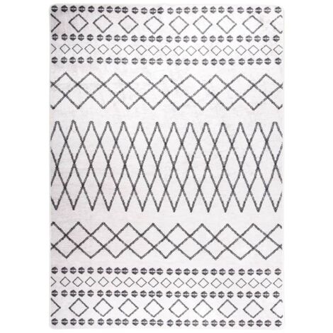 Tapis lavable antidérapant Tapis de salon Tapis d'entrée 120x180 cm Noir et blanc 34171 (1/5)