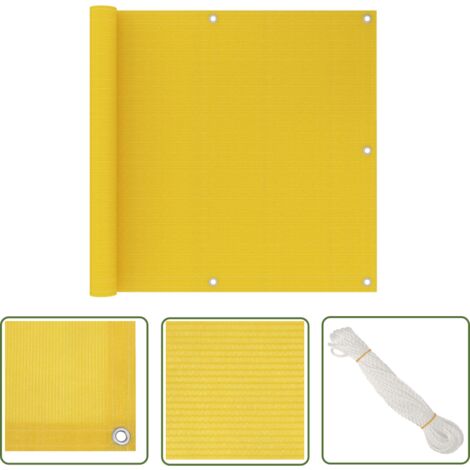 The Living Store Écran de balcon Jaune 90x300 cm PEHD - Écran De Balcon - Protection Solaire - Vie Extérieure - Intimité Balcon - Parasol Alternatif (1/5)