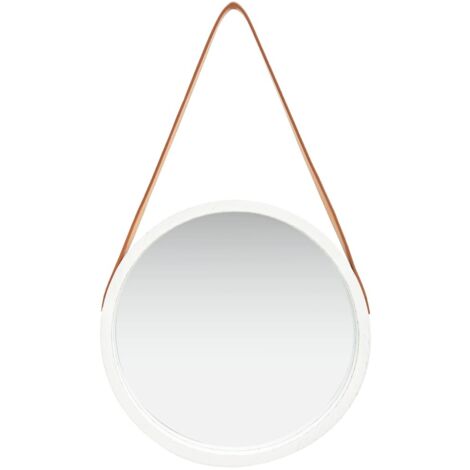 Miroir mural avec sangle Miroir déco pour Salle de bain Salon Chambre ou Dressing 40 cm Blanc 84941 (1/5)