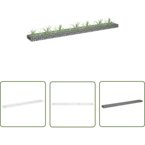 The Living Store Lit surélevé à gabion Acier galvanisé 270x30x10 cm - Jardinière À Gabion - Bordure De Jardin - Bac De Plantation Surélevé - Décoration Extérieure - Pot De Fleurs Extérieur (1/5)