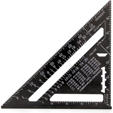 Règle triangulaire noire de 1 pouce, outil de mesure d'angle de haute précision pour charpentiers et ingénieurs, en alliage d'aluminium. (1/5)