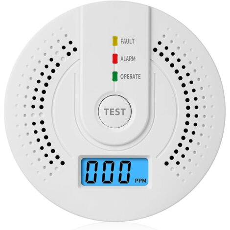 Détecteur de monoxyde de carbone avec batterie remplaçable et affichage LED numérique, alarme de sécurité domestique, moniteur de CO intérieur portable (1/5)