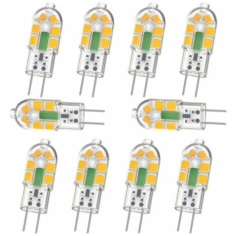 - Lot de 10 Ampoule G4, Ampoule G4 LED 2W 240LM, Équivalent 20W G4 Ampoule Halogène, Blanc Chaud 3000K, AC/DC 12V, Sans Scintillement, Non Dimmable (1/5)