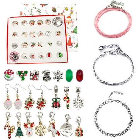 Autre décoration pour Noël,Décoration de Noël en plein air – Bijoux – Rangement de bracelets de Noël, 24 boîtes de calendrier, compte à rebours, boîte cadeau aveugle, paire de cadeaux de l'Avent (1/5)