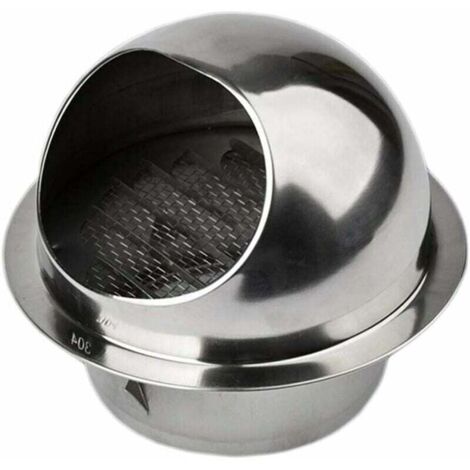 Aérateur Rond en Acier Inoxydable avec Grille - Sortie d'Évacuation Mural pour Ventilation, 100mm (1/4)
