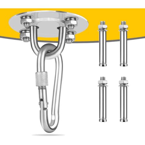 Crochet de Plafond, Support de Plafond de Sac de Frappe en Acier Inoxydable jusqu'à 400 kg, Crochet de Plafond Robuste pour hamac de Chaise Suspendue, Sac de Boxe, entraîneur de Fronde (1/5)