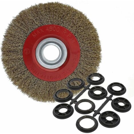 Brosse circulaire en acier 125 mm/150 mm/200 mm – Poils en acier trempé 0,3 mm – Pour nettoyage, ébavurage et polissage des métaux (1/2)