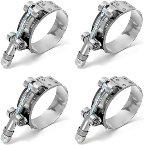 Tuyau Clips, Colliers de Serrage à Boulon en T, t-Bolt Colliers, Acier Inoxydable, pour Famille Tuyau d'eau, réservoir de gaz, Tube d'automobiles, 58-65mm, Lot de 4 (1/5)
