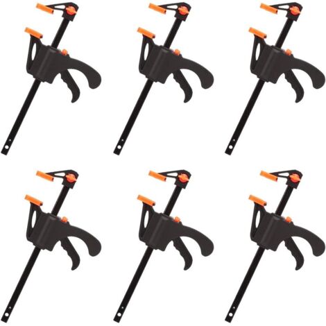 Lot de 6 Serre-joints en Forme de F, Serre Joint avec Serrage Rapide et Facile, Outils à Main pour Menuiserie, Porte en Bois(4pouces) (1/5)