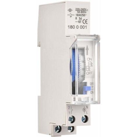 24 heures minuterie mécanique 15 minutes minuterie minimale montage sur rail batterie intégrée, sul180a ac220 - 240V gris - sul180a ac220 - 240V gris (1/5)