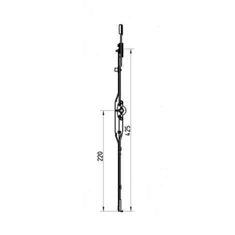 Crémone OF NT sortie de tringle basse 425mm – Hauteur poignée 220mm – Fouillot 8mm – Galet de sécurité à tête champignon (1/2)