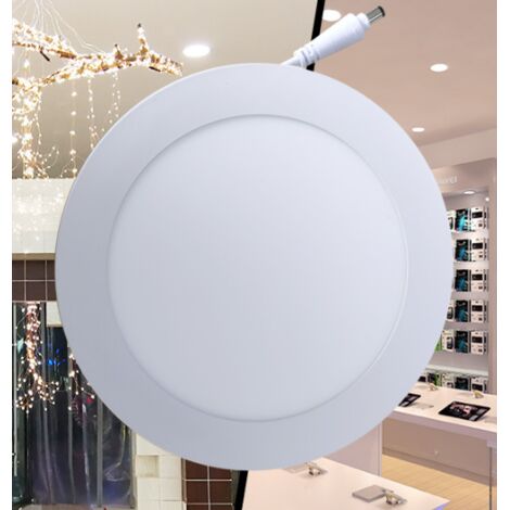 6W 6500K, panneau lumineux encastrable rond blanc, armoire, salle de bain, cage d'escalier, paquet de 2 (1/5)
