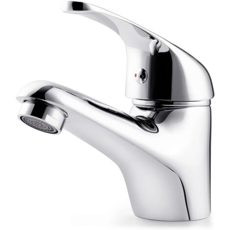ZOLGINAH Robinet de Lavabo, Mitigeur monocommande de Lavabo, Robinet de salle de bain, Cartouche en céramique, Mitigeur monocommande de lavabo eau chaude et eau froide, Laiton/ Chromé (1/5)