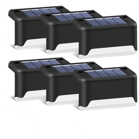 Paquet de 16 Lampes de Terrasse Solaires Lampes de Pont à LED Étanches Lampes D'extérieur à Énergie Solaire pour Terrasse Escaliers Voie de Jardin Marche Et Clôtures-Coque Noire + Lumière Blanche (1/5)