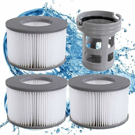 Lot de 3 filtres de Rechange pour Mspa, Cartouche filtrante, Filtre + Support de Filtre Inclus dans la Livraison, Accessoires d'origine pour Mspa, kit de Mise à Niveau jusqu'à 2020 (1/5)