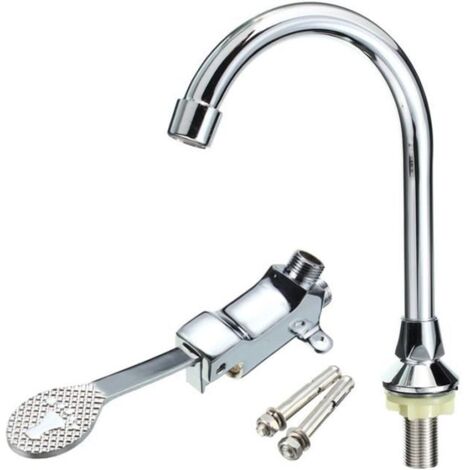 Robinet de bassin de laboratoire de salle de bains Pédale en cuivre Mélangeur de bassin en laiton Robinets d'eau Robinets d'eau froide simples (1/4)