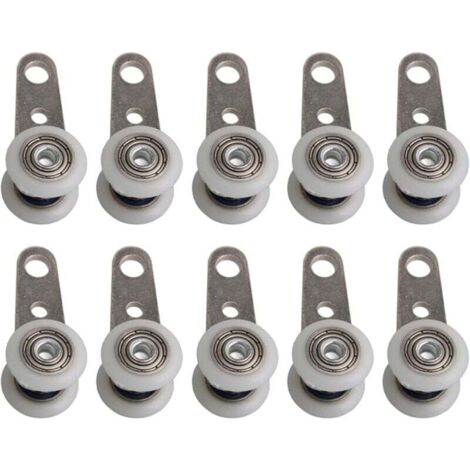 Lot de 10 roulettes pour baies vitrées ou portes coulissantes - en métal et en plastique - 4,5 x 1,9 cm (1/5)