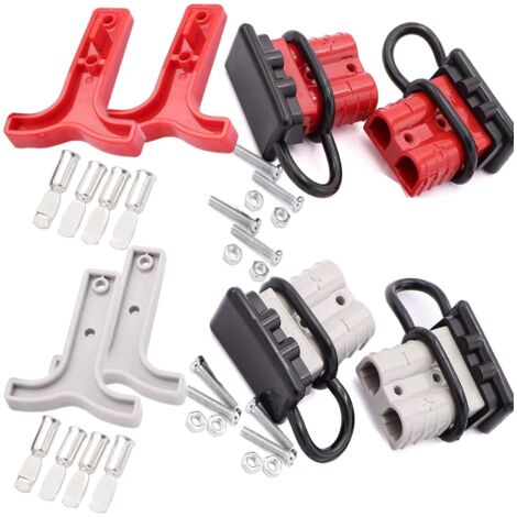 50A Connecteur de Batterie 600V Batterie à Connexion Rapide Batterie Déconnexion Rapide pour Voiture Van Les Modes Moto(4 PCS)(Gris Rouge (1/5)