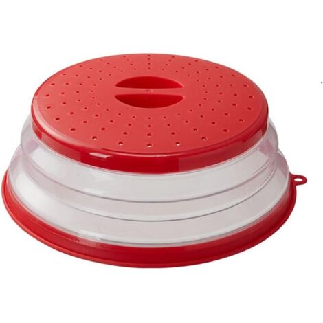 Protection anti-éclaboussures pour micro-ondes avec évent pour aliments, gadget anti-éclaboussures, pour fruits et légumes, couvercle pour assiette à micro-ondes, lavable au lave-vaisselle (rouge) (1/4)