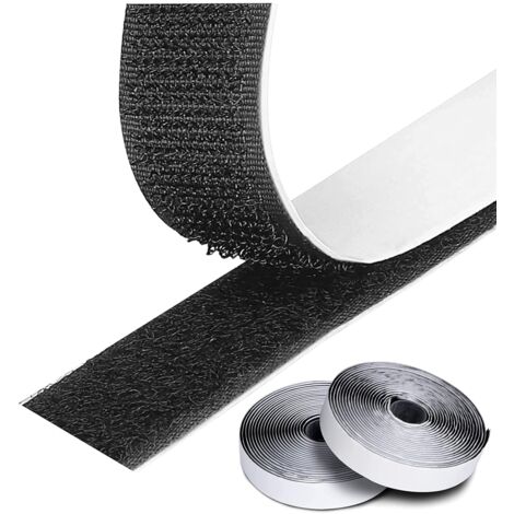 5 Mètres Scratch Autocollant Extra Fort Noir Double Face Bande Scotch Scratch Adhésive Ultra Puissant 2 Rouleau Ruban Agrippantes Adhésives Hook & Loop H248 (1/5)