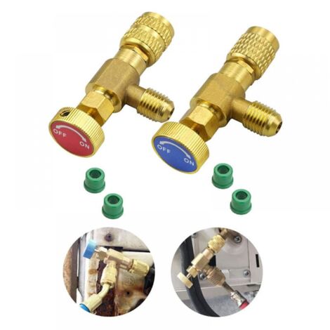 2 Pièces adaptateurs de remplissage réfrigérant Valve de sécurité Coupleur rapide Climatiseur R410A R22 pour 1/4 "mâle à 1/4" famale (1/4)