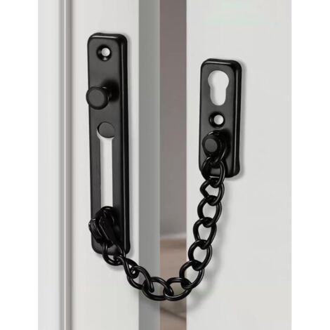 Serrure de porte de sécurité à chaîne, verrou de porte robuste avec boutons-pression à ressort, serrures à chaîne en acier inoxydable pour porte intérieure (1/4)