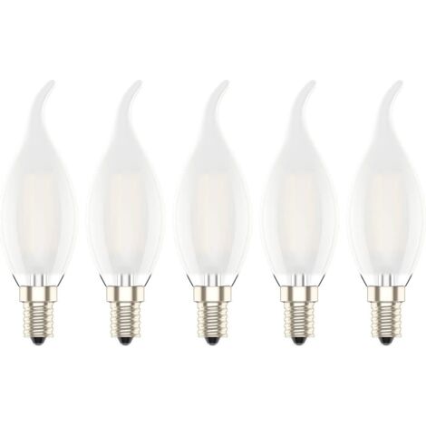 Dimmable 4W Ampoule LED E14 à Filament,Ampoules Flamme,30W Ampoules à incandescence équivalent, 2700K Blanc Chaud et 400LM, Verre Mat,Angle de Faisceau 360°,Lot de 5 (1/5)